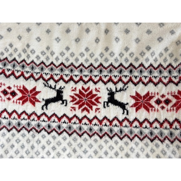 H&M Mens Fair Isle Reindeer Snowflake Sweater Ivory Red Gray Holiday Crew Neck M - Picture 2 of 13